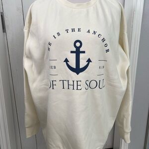SSYS THE LABEL NWOT Sweatshirt with Anchor Graphic fleece interior